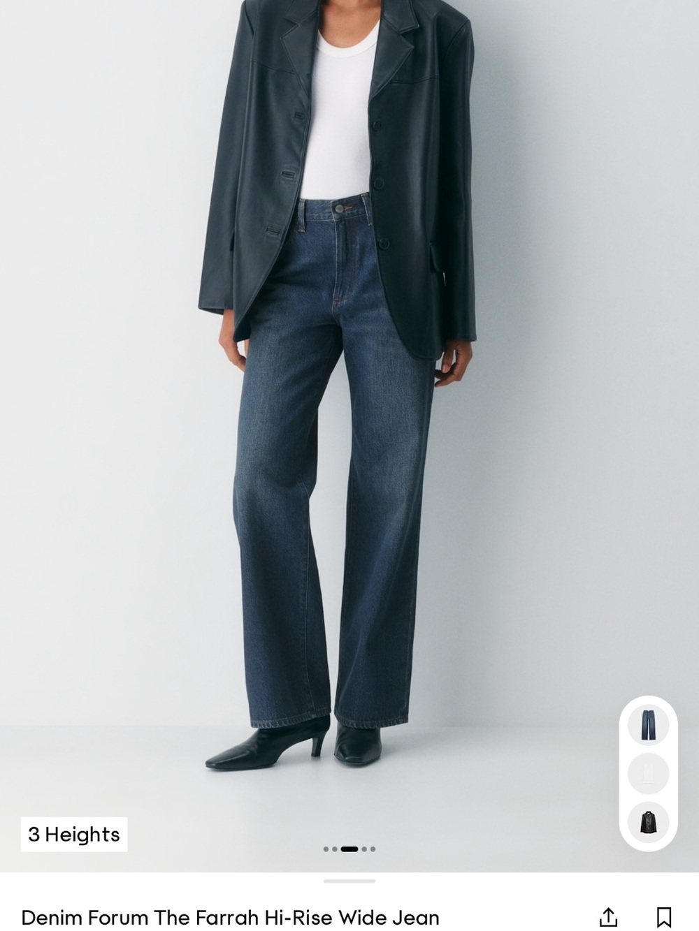Denim Forum Farrah Hi-Rise Wide Leg Jeans - Dark Blue Like New